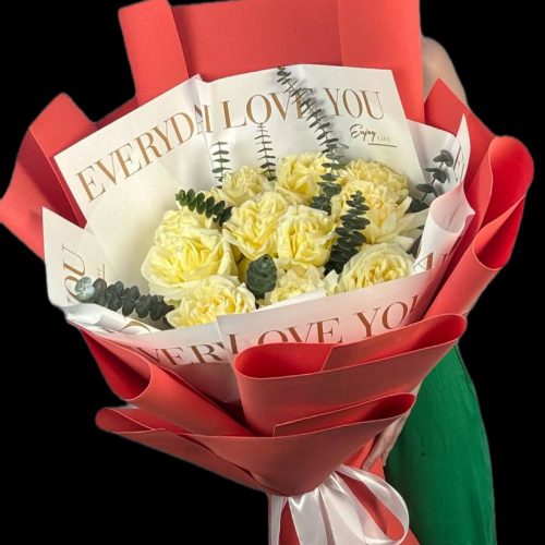 Букет-гигант из кремовых французских роз