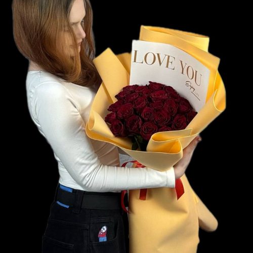 Букет-гигант из 25 красных роз (Размер S)