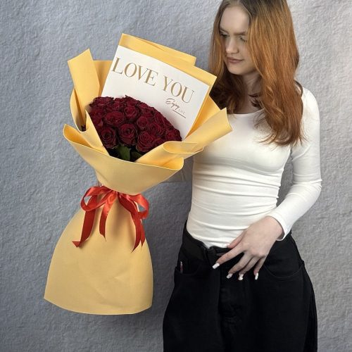 Букет-гигант из 25 красных роз Кения (S)