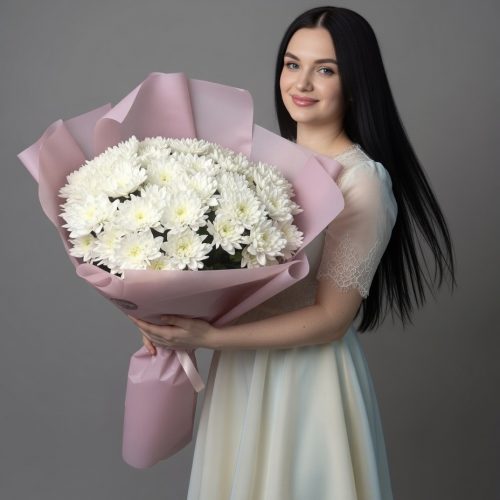 Букет-гигант из кустовых пушистых хризантем ( размер M)