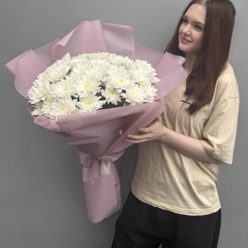 Букет-гигант из кустовых пушистых хризантем ( размер M)