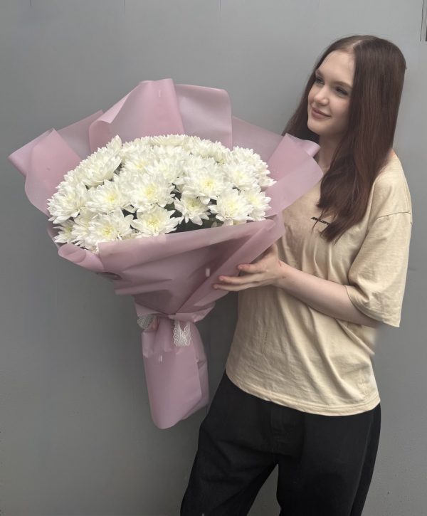 Букет-гигант из кустовых пушистых хризантем ( размер M)