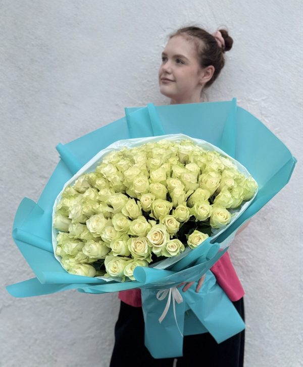Букет из 101 белой розы Кения (L)