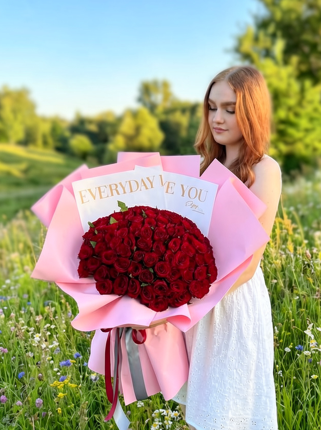Гранд-букет из 101 красной розы