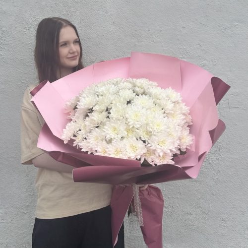 Букет-гигант из кустовых пушистых хризантем (Размер L)