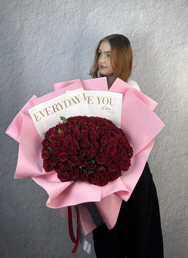 Букет из 101 красной розы Кения (XL)