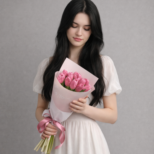 Букет розовых тюльпанов (Размер S)