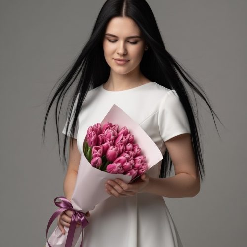 Букет розовых тюльпанов (Размер M)