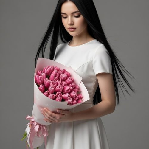 Букет розовых тюльпанов (Размер L)