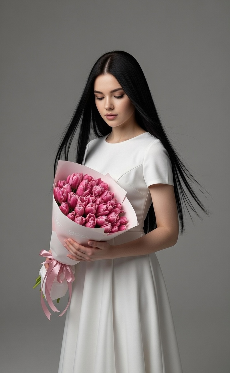 Букет розовых тюльпанов (Размер L)