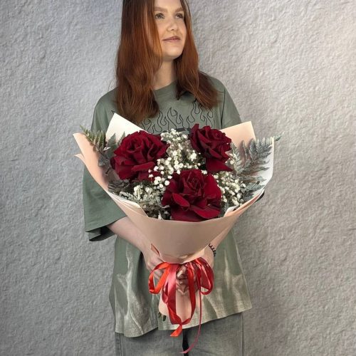 Букет из бордовой французской розы ️(S)