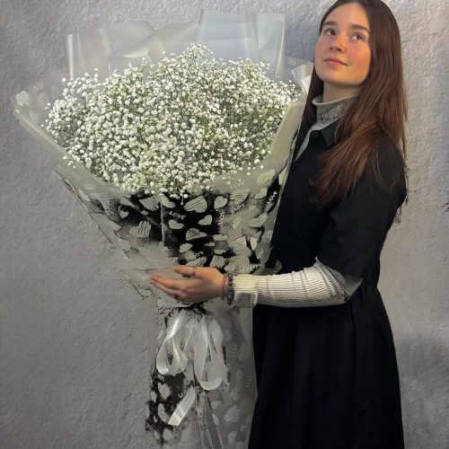 Букет-гигант из белоснежной гипсофилы