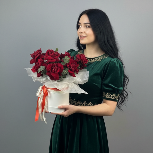 Коробка с французскими розами