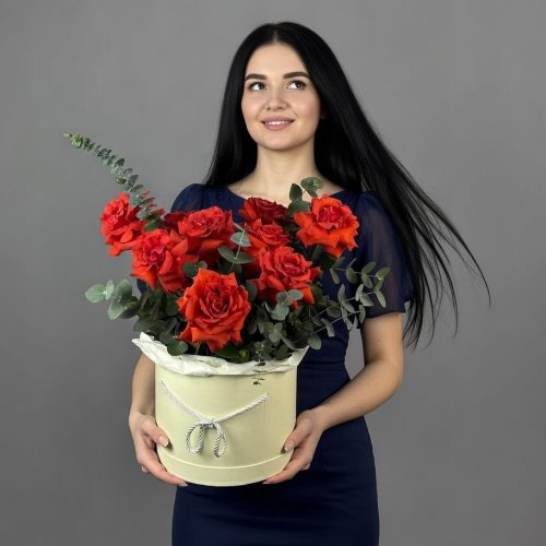 Коробка с французскими розами