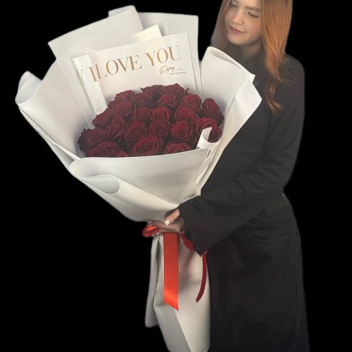 Букет-гигант из бордовых роз (Размер L)