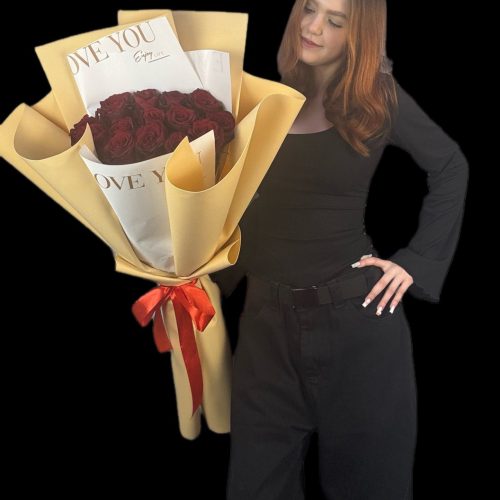 Букет-гигант из бордовых роз (Размер М)