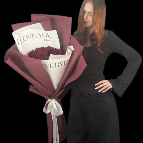 Букет-гигант из бордовых роз (Размер S)