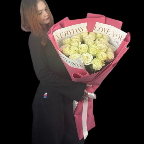 Букет-гигант из белых роз (Размер L)