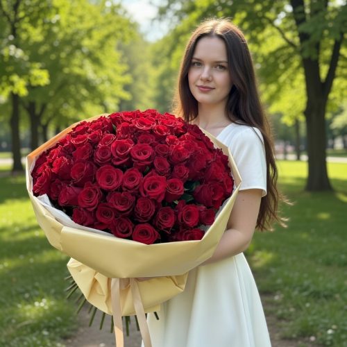 Букет из 101 красной розы (Размер L)