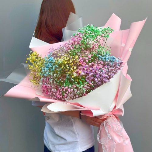 Пышный букет из радужной гипсофилы (размер M)