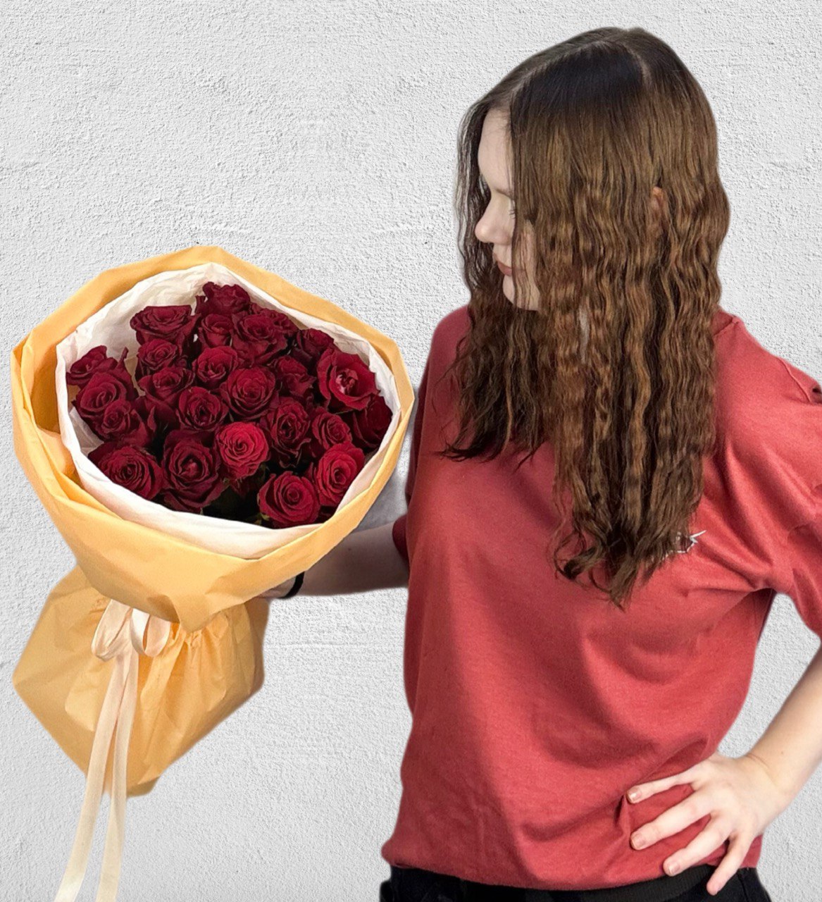 Букет из 25 красных роз Кения (S)