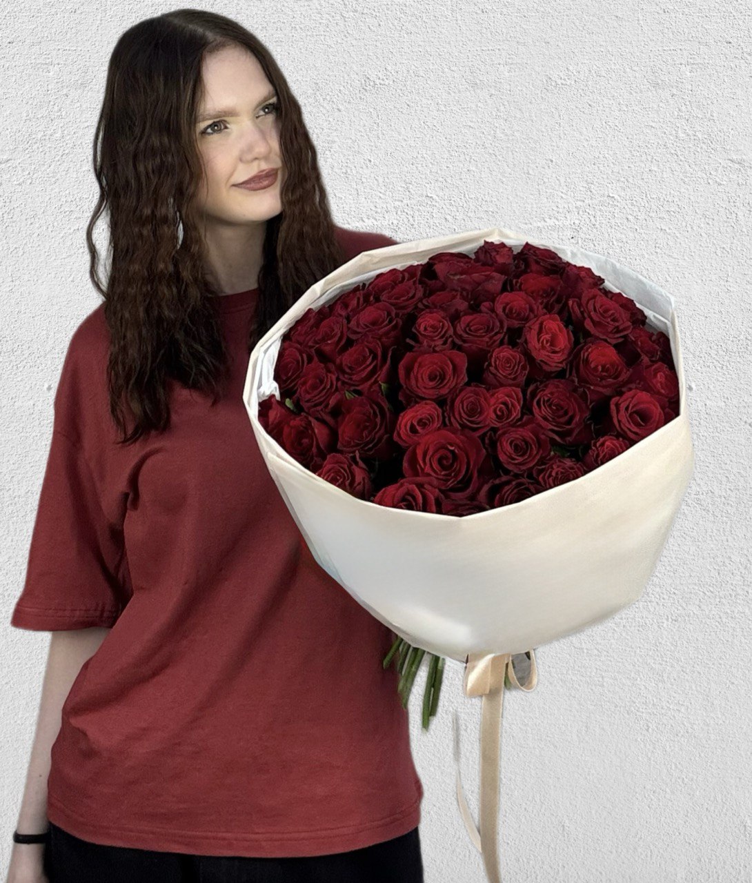 Букет из 51 красной розы Кения (M)