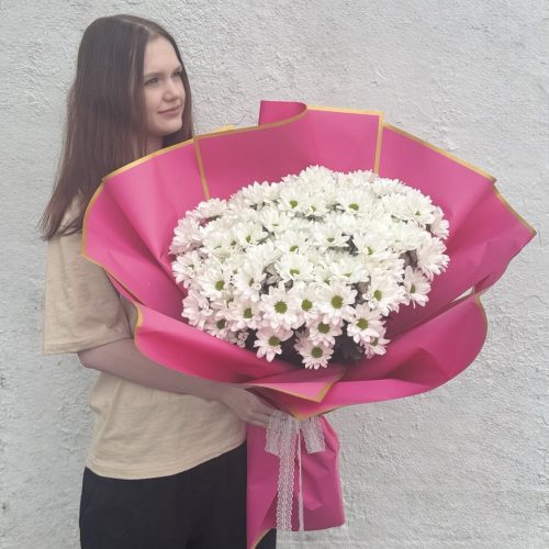 Букет-гигант из кустовых ромашковых хризантем (Размер L)