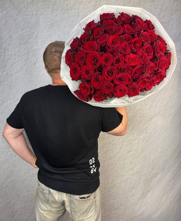 Розы бордовые  51 шт