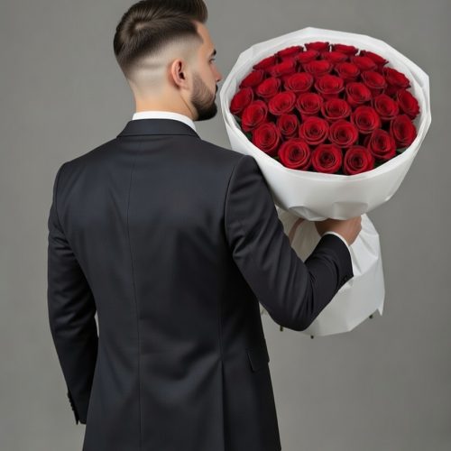 Букет из 25 бордовых роз