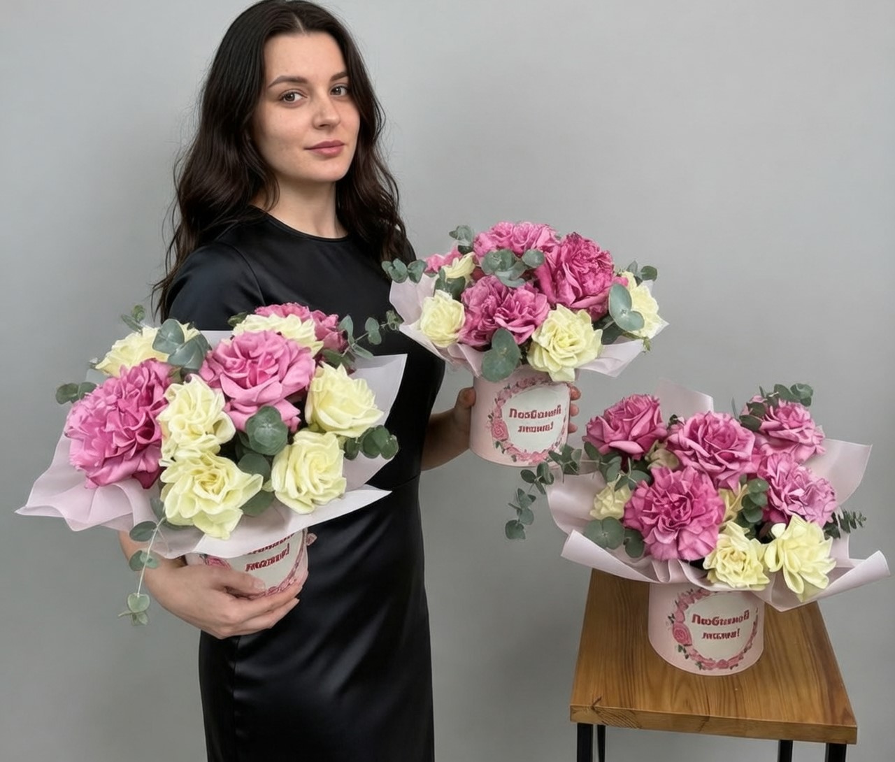 Коробка с французскими розами
