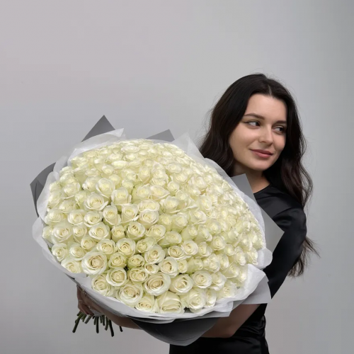 Букет из 151 белой розы Кения (размер XL)